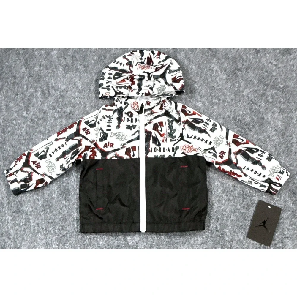 Jordan Jumpman Toddler 18 Month Windbreaker Jacket Black White Red NWT